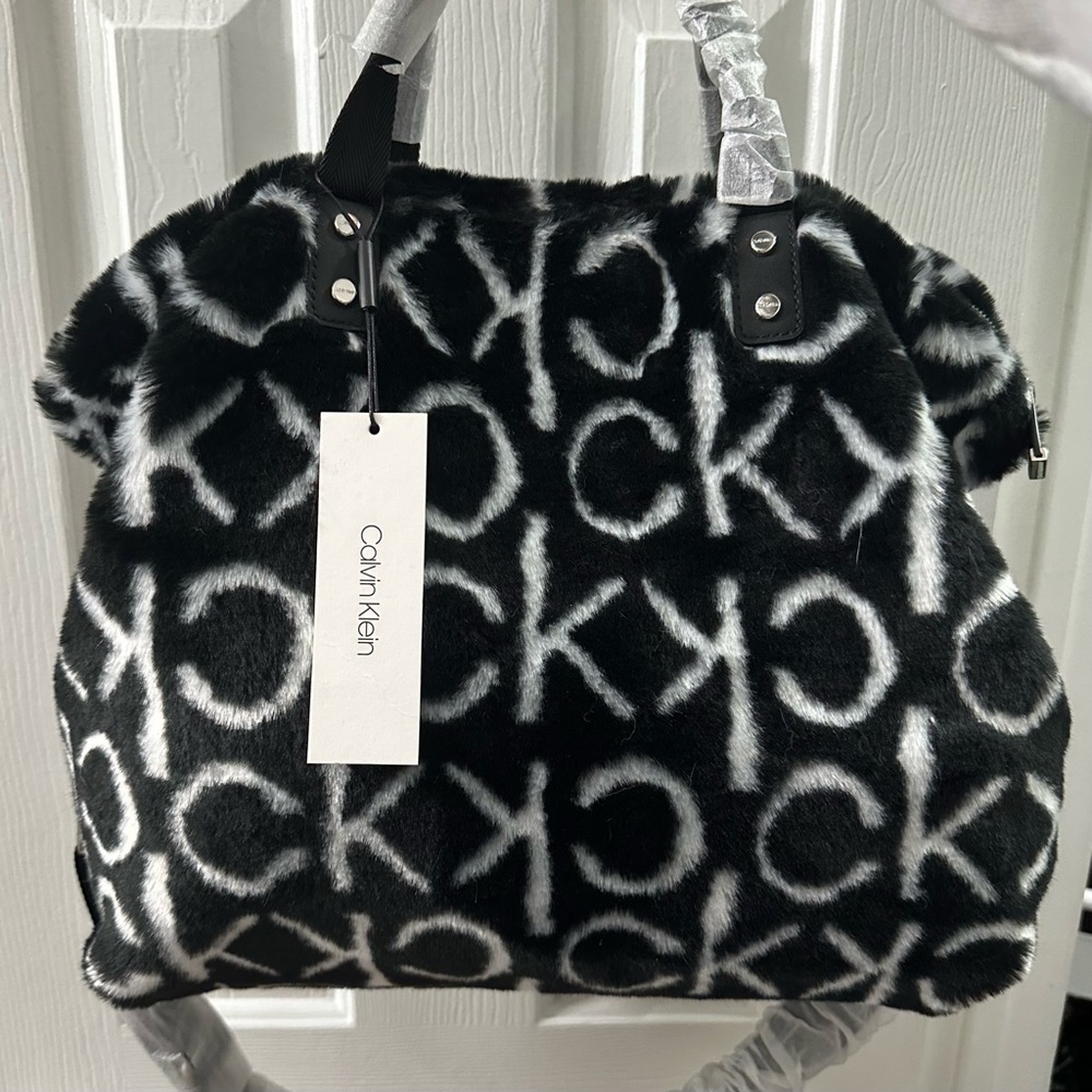 Calvin Klein Monogram Black and White Shoulder Bag
